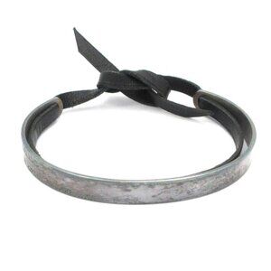 Hermes Bangle Leather Silver Black